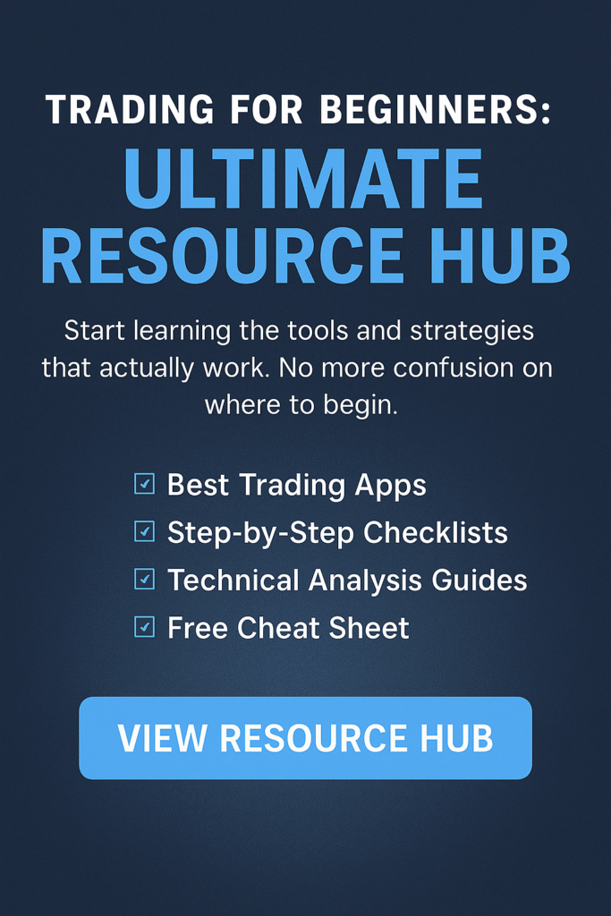Trading for beginners resource hub graphic from She Trades Shares, showing apps, guides, and strategies for learning ASX trading.
