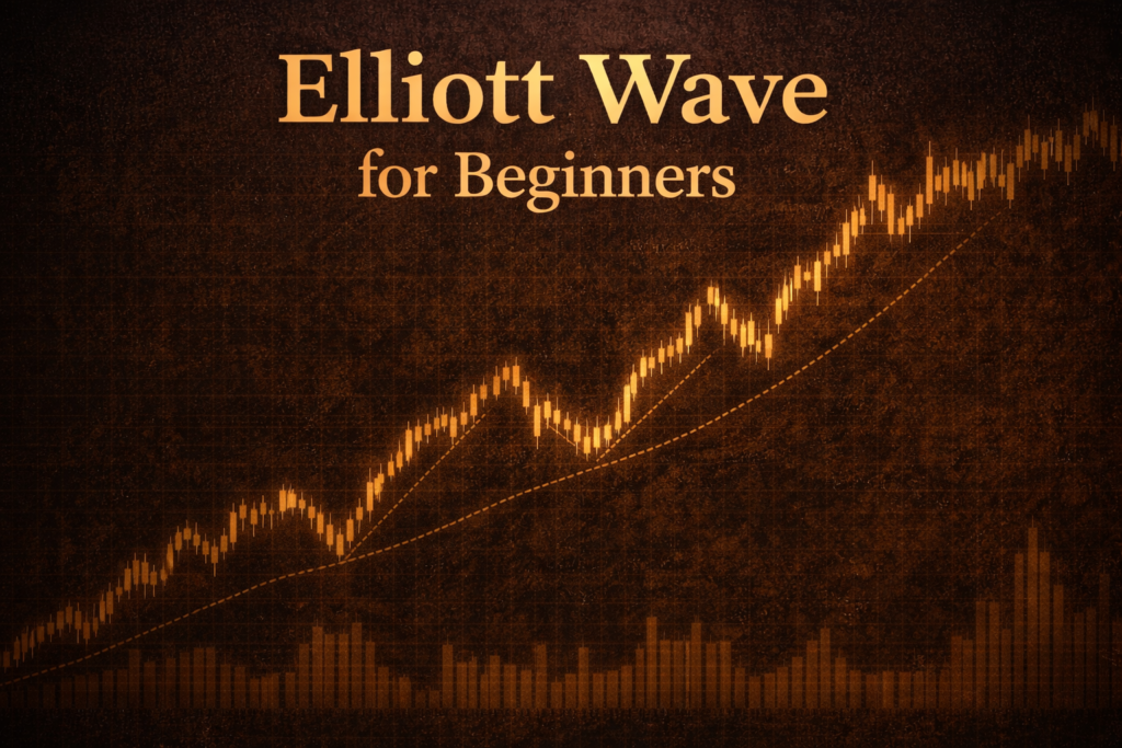 Elliott wave for beginners showing a 5 wave impulse structure on an Australian stock market chart