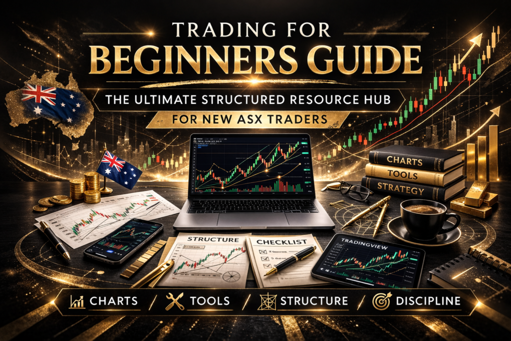 Trading for beginners guide resource hub for ASX traders learning structure, charts, and paper trading